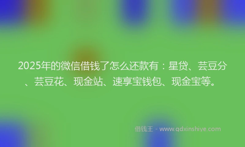 2025年的微信借钱了怎么还款有：星贷、芸豆分、芸豆花、现金站、速享宝钱包、现金宝等。