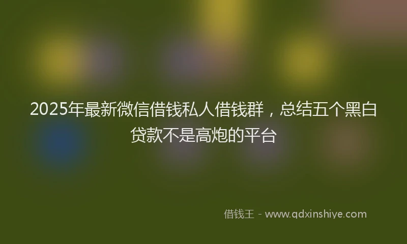 2025年最新微信借钱私人借钱群，总结五个黑白贷款不是高炮的平台
