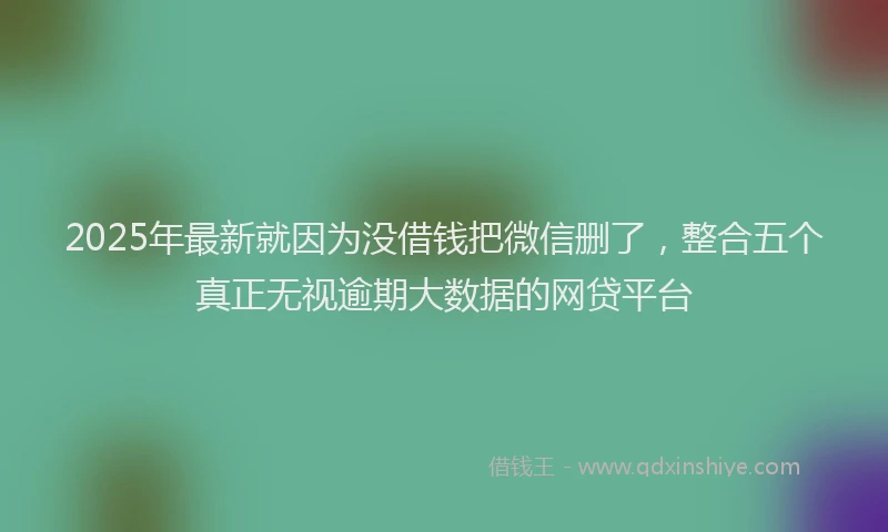 2025年最新就因为没借钱把微信删了，整合五个真正无视逾期大数据的网贷平台