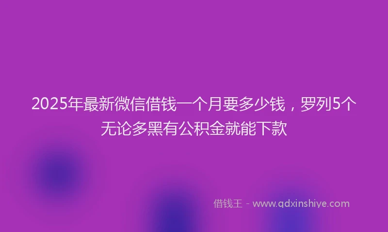 2025年最新微信借钱一个月要多少钱，罗列5个无论多黑有公积金就能下款
