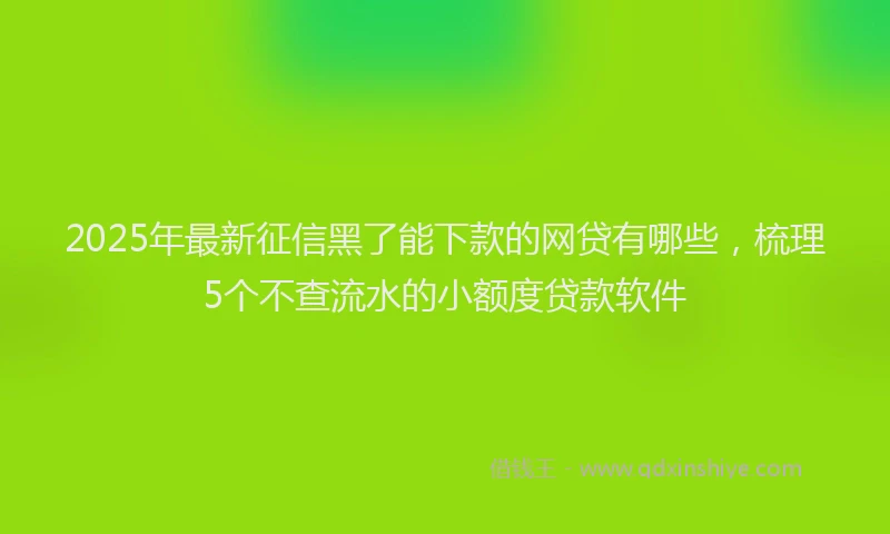 2025年最新征信黑了能下款的网贷有哪些，梳理5个不查流水的小额度贷款软件