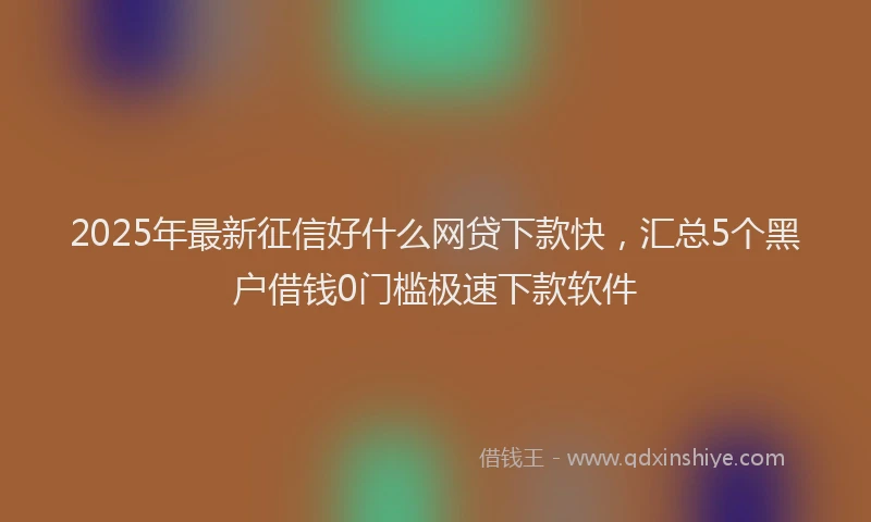 2025年最新征信好什么网贷下款快，汇总5个黑户借钱0门槛极速下款软件