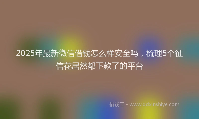 2025年最新微信借钱怎么样安全吗，梳理5个征信花居然都下款了的平台