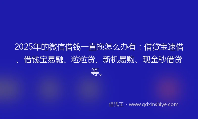2025年的微信借钱一直拖怎么办有：借贷宝速借、借钱宝易融、粒粒贷、新机易购、现金秒借贷等。