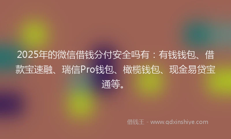 2025年的微信借钱分付安全吗有：有钱钱包、借款宝速融、瑞信Pro钱包、橄榄钱包、现金易贷宝通等。