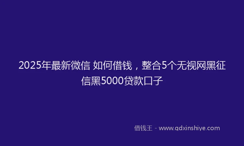 2025年最新微信 如何借钱，整合5个无视网黑征信黑5000贷款口子