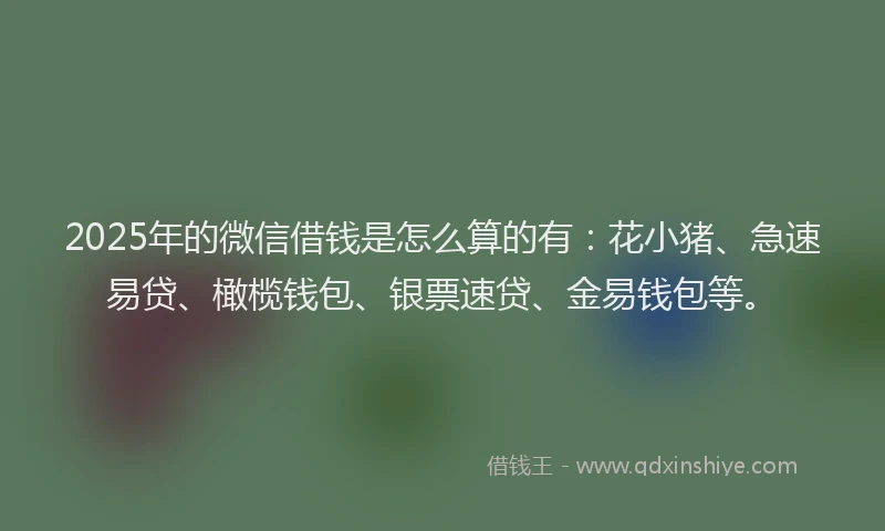 2025年的微信借钱是怎么算的有：花小猪、急速易贷、橄榄钱包、银票速贷、金易钱包等。