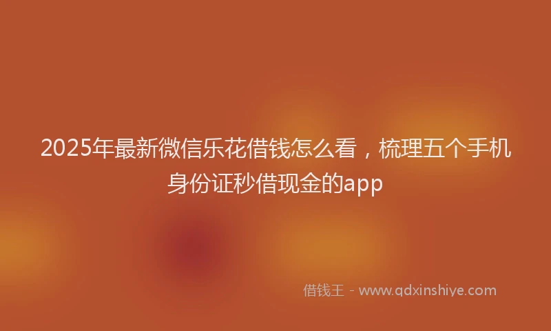 2025年最新微信乐花借钱怎么看，梳理五个手机身份证秒借现金的app