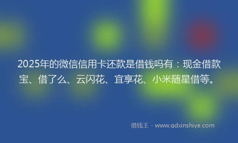 2025年的微信信用卡还款是借钱吗有：现金借款宝、借了么、云闪花、宜享花、小米随星借等。