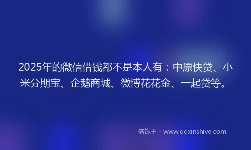 2025年的微信借钱都不是本人有：中原快贷、小米分期宝、企鹅商城、微博花花金、一起贷等。