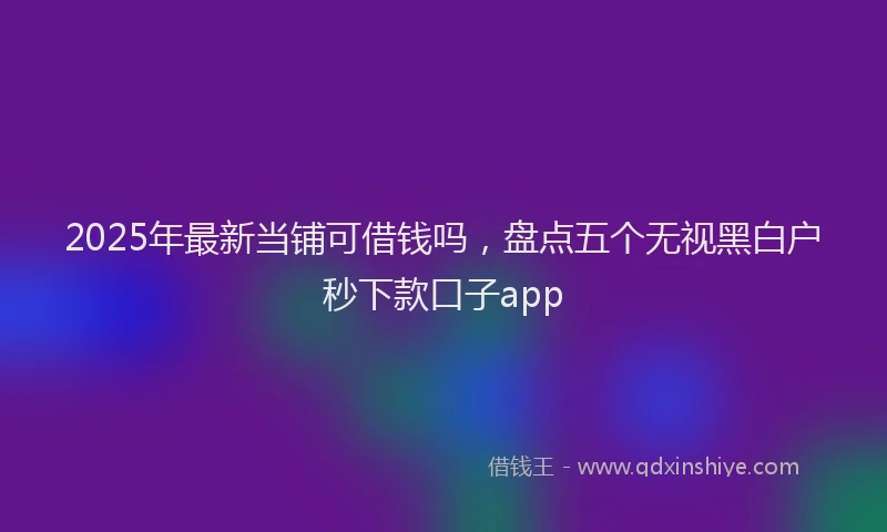 2025年最新当铺可借钱吗，盘点五个无视黑白户秒下款口子app