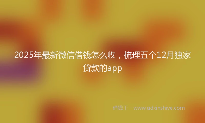 2025年最新微信借钱怎么收，梳理五个12月独家贷款的app