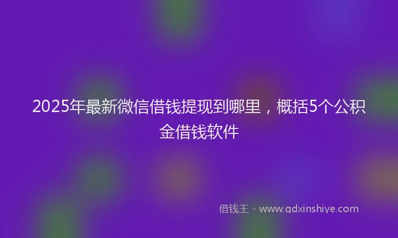 2025年最新微信借钱提现到哪里，概括5个公积金借钱软件