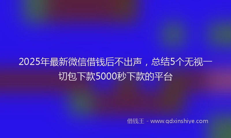 2025年最新微信借钱后不出声，总结5个无视一切包下款5000秒下款的平台