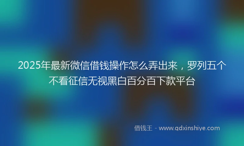 2025年最新微信借钱操作怎么弄出来，罗列五个不看征信无视黑白百分百下款平台