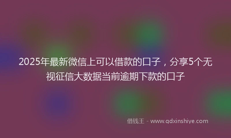 2025年最新微信上可以借款的口子，分享5个无视征信大数据当前逾期下款的口子