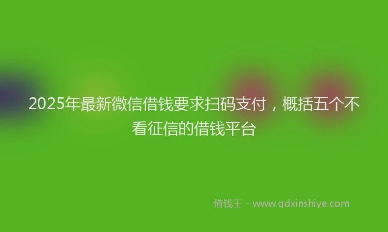2025年最新微信借钱要求扫码支付，概括五个不看征信的借钱平台
