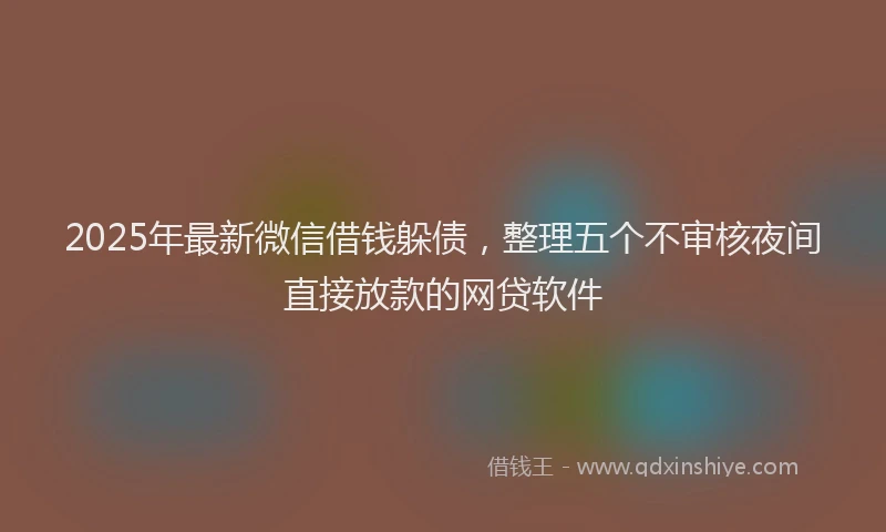 2025年最新微信借钱躲债，整理五个不审核夜间直接放款的网贷软件