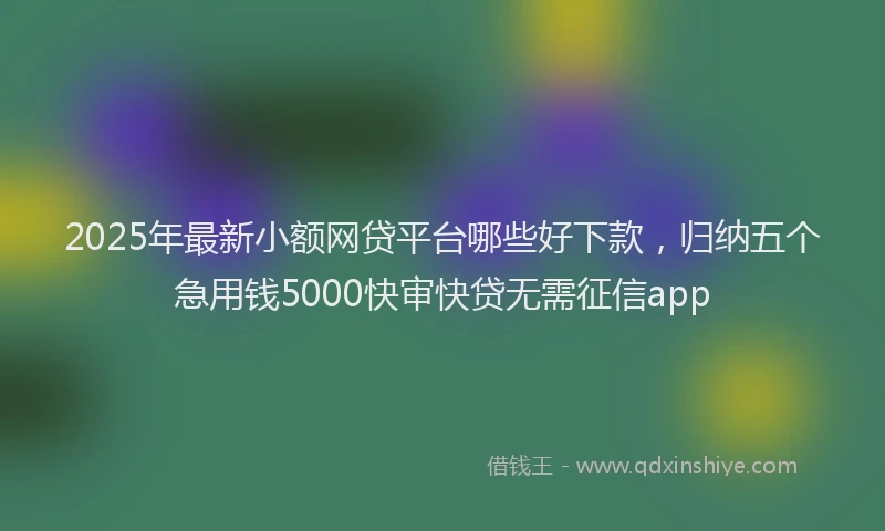 2025年最新小额网贷平台哪些好下款，归纳五个急用钱5000快审快贷无需征信app
