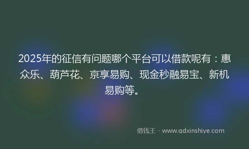 2025年的征信有问题哪个平台可以借款呢有：惠众乐、葫芦花、京享易购、现金秒融易宝、新机易购等。