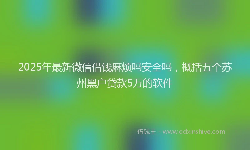 2025年最新微信借钱麻烦吗安全吗，概括五个苏州黑户贷款5万的软件