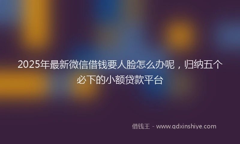 2025年最新微信借钱要人脸怎么办呢，归纳五个必下的小额贷款平台