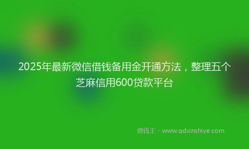 2025年最新微信借钱备用金开通方法，整理五个芝麻信用600贷款平台