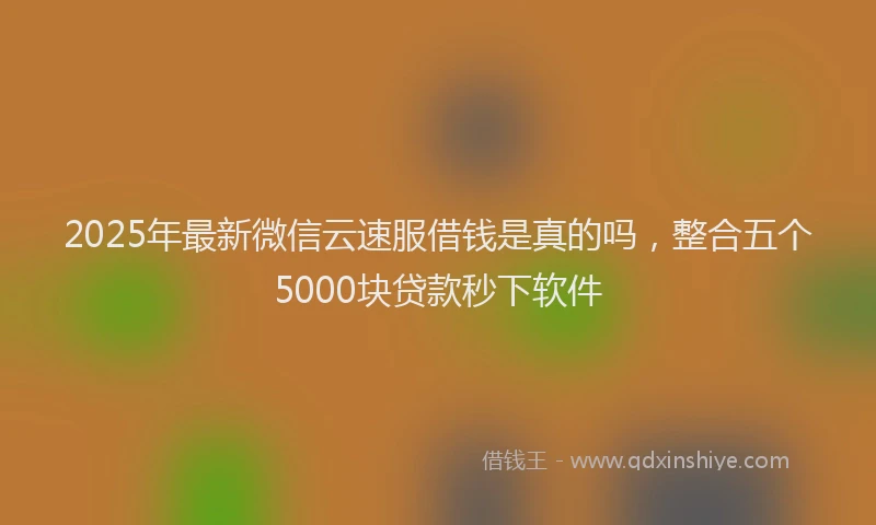2025年最新微信云速服借钱是真的吗，整合五个5000块贷款秒下软件