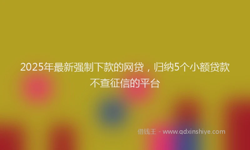 2025年最新强制下款的网贷，归纳5个小额贷款不查征信的平台