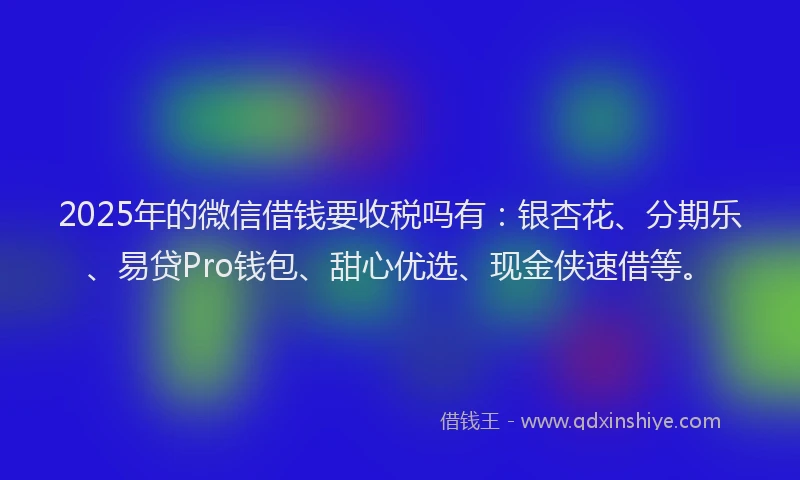 2025年的微信借钱要收税吗有：银杏花、分期乐、易贷Pro钱包、甜心优选、现金侠速借等。