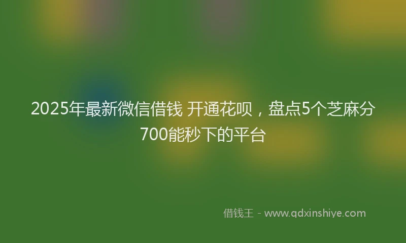 2025年最新微信借钱 开通花呗，盘点5个芝麻分700能秒下的平台