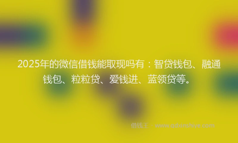 2025年的微信借钱能取现吗有：智贷钱包、融通钱包、粒粒贷、爱钱进、蓝领贷等。