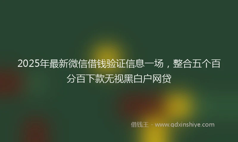 2025年最新微信借钱验证信息一场，整合五个百分百下款无视黑白户网贷
