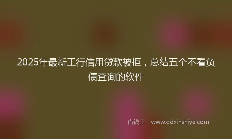 2025年最新工行信用贷款被拒，总结五个不看负债查询的软件