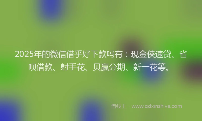 2025年的微信借乎好下款吗有：现金侠速贷、省呗借款、射手花、贝赢分期、新一花等。