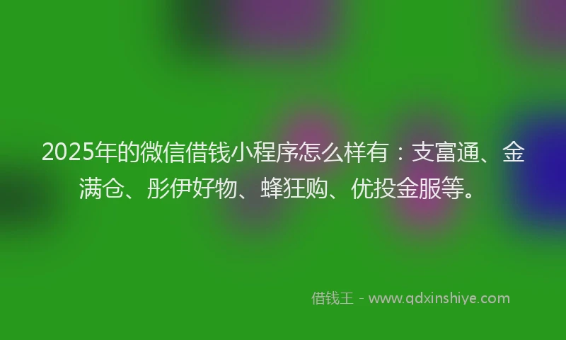 2025年的微信借钱小程序怎么样有：支富通、金满仓、彤伊好物、蜂狂购、优投金服等。