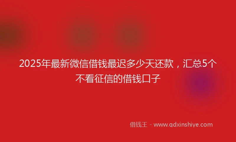 2025年最新微信借钱最迟多少天还款，汇总5个不看征信的借钱口子