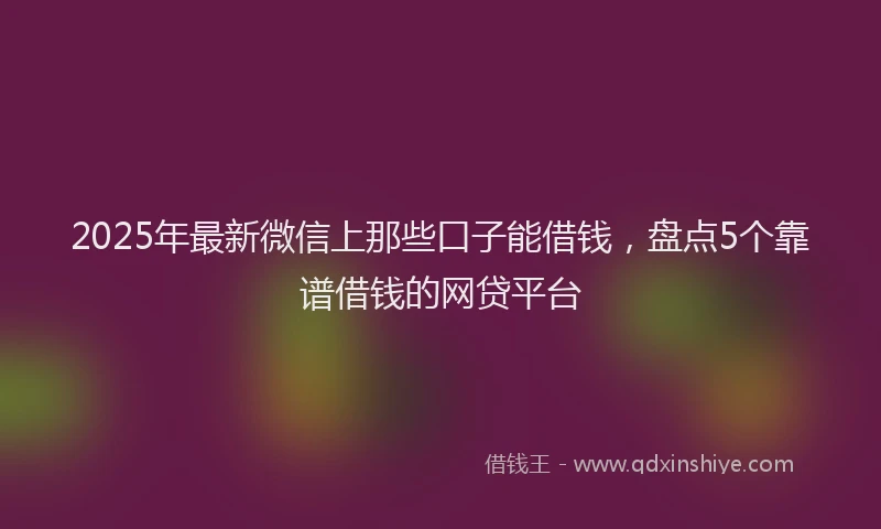 2025年最新微信上那些口子能借钱，盘点5个靠谱借钱的网贷平台