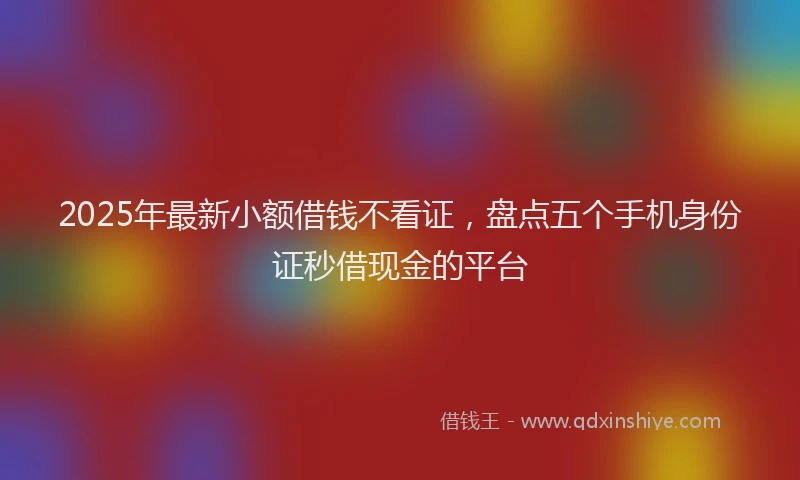 2025年最新小额借钱不看证，盘点五个手机身份证秒借现金的平台