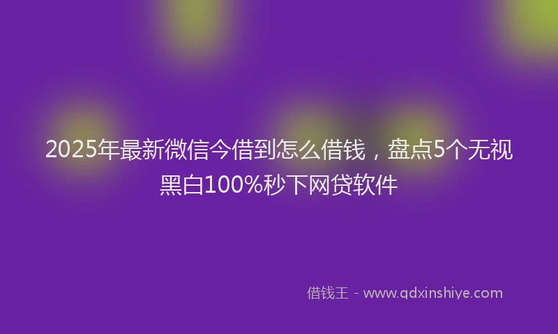 2025年最新微信今借到怎么借钱，盘点5个无视黑白100%秒下网贷软件
