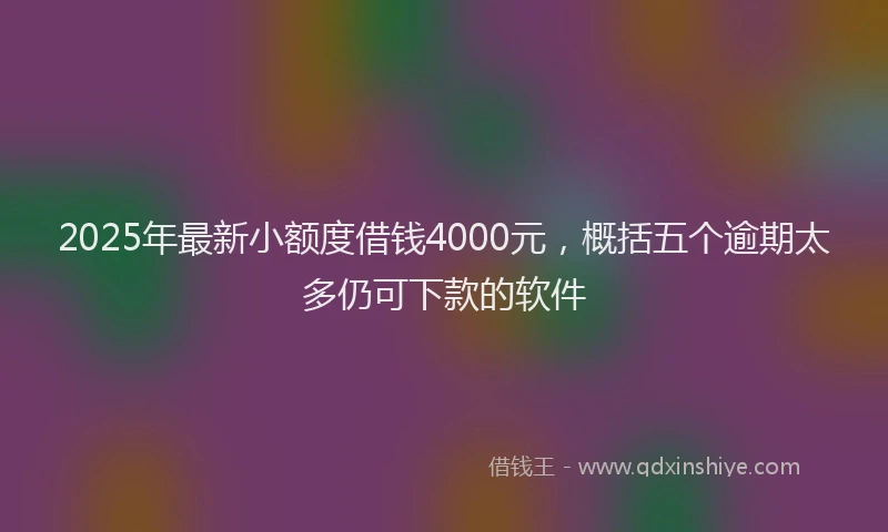 2025年最新小额度借钱4000元，概括五个逾期太多仍可下款的软件