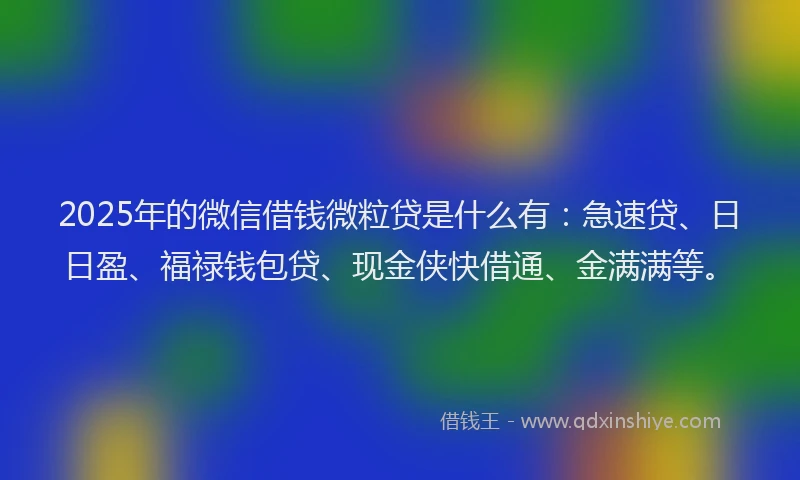 2025年的微信借钱微粒贷是什么有：急速贷、日日盈、福禄钱包贷、现金侠快借通、金满满等。