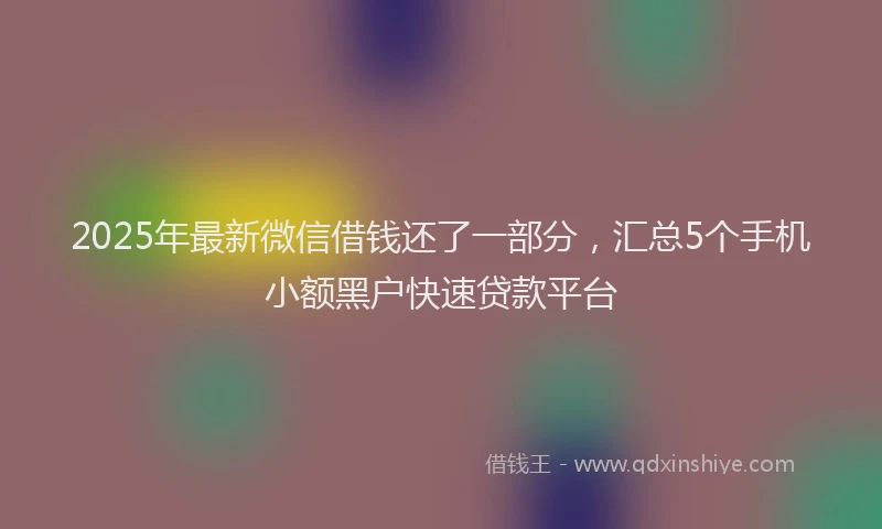 2025年最新微信借钱还了一部分，汇总5个手机小额黑户快速贷款平台