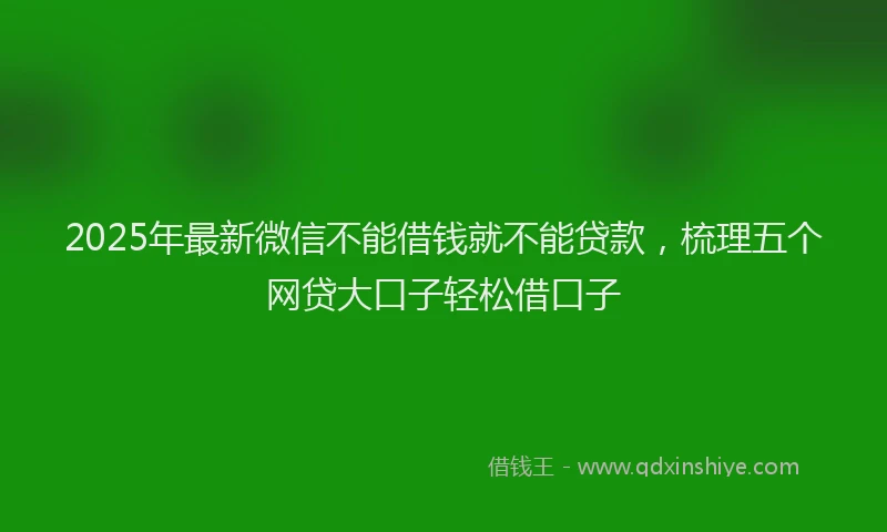 2025年最新微信不能借钱就不能贷款，梳理五个网贷大口子轻松借口子