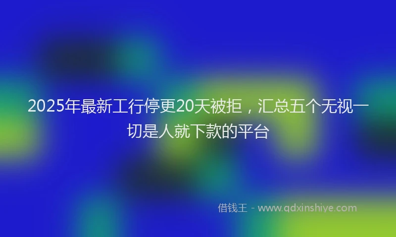 2025年最新工行停更20天被拒，汇总五个无视一切是人就下款的平台