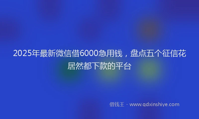 2025年最新微信借6000急用钱，盘点五个征信花居然都下款的平台