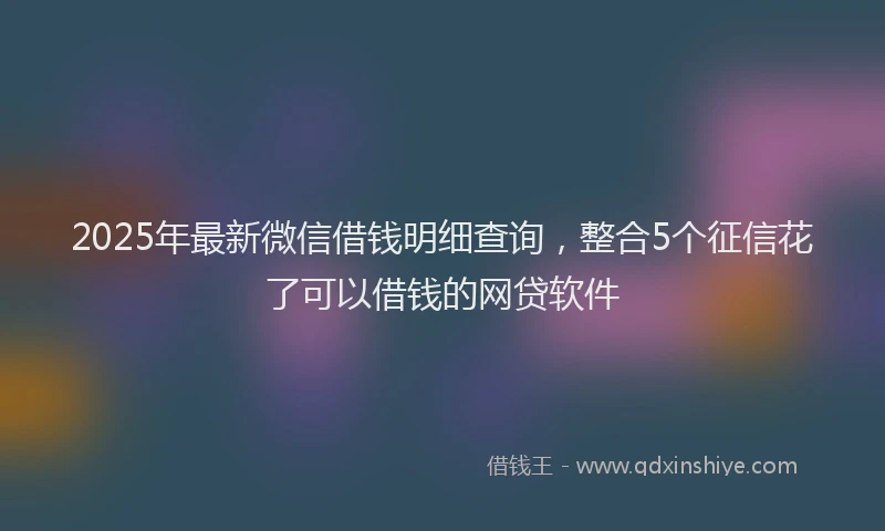 2025年最新微信借钱明细查询，整合5个征信花了可以借钱的网贷软件