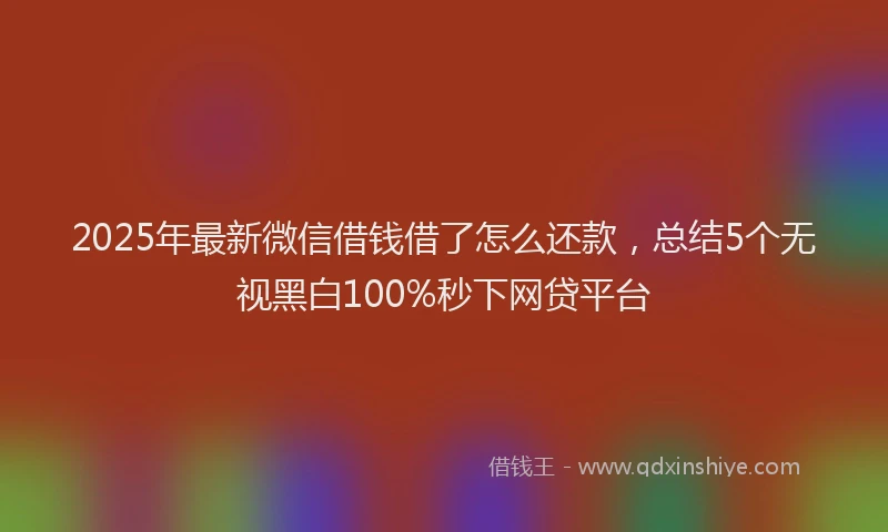 2025年最新微信借钱借了怎么还款，总结5个无视黑白100%秒下网贷平台