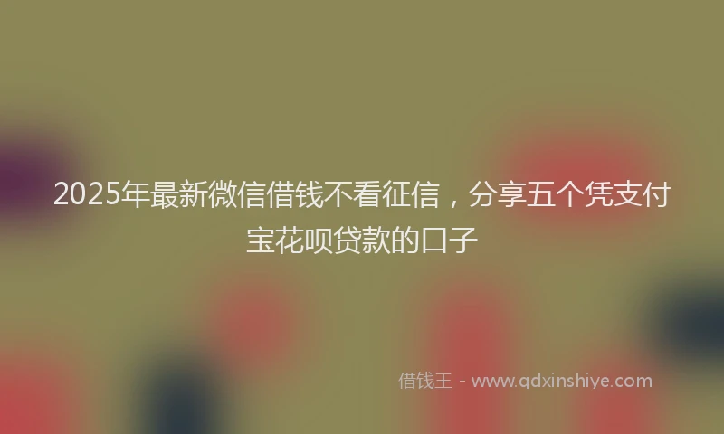 2025年最新微信借钱不看征信，分享五个凭支付宝花呗贷款的口子