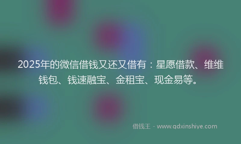 2025年的微信借钱又还又借有：星愿借款、维维钱包、钱速融宝、金租宝、现金易等。